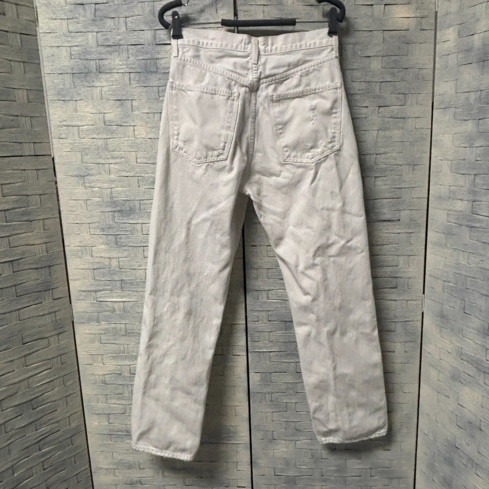 AGOLDE 90s Jean Womens 26 White Distressed Straight Leg High Rise Crop Loose Fit - Picture 3 of 7